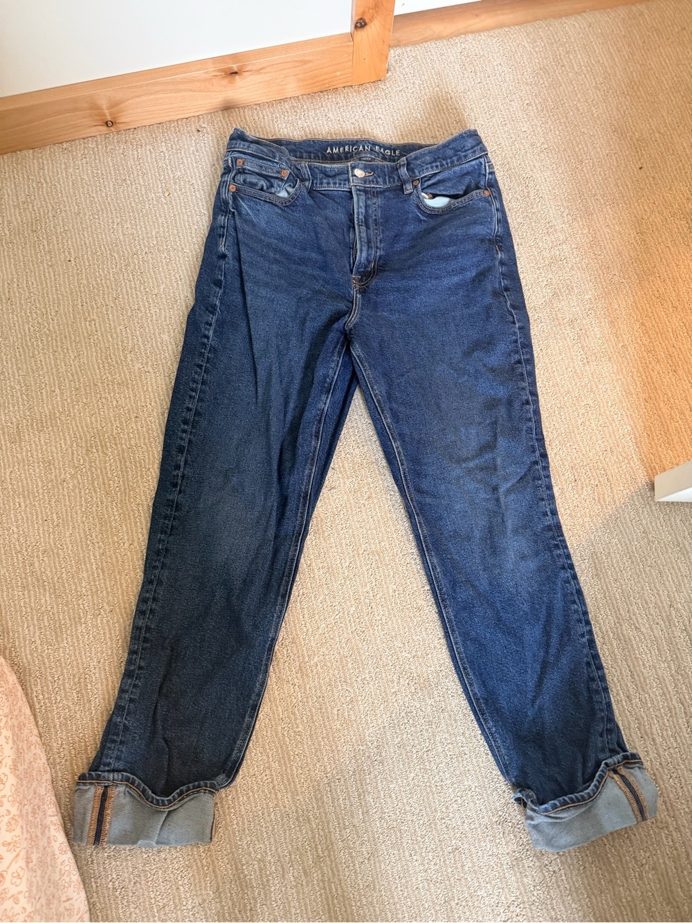 American Eagle Outfitters Women's Dark Blue Straight Leg Jeans